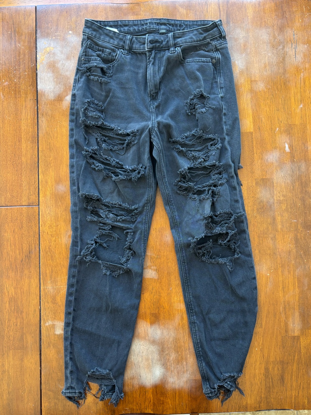 American Eagle Black Distressed Ripped Jeans